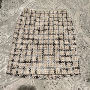 KARL LAGERFELD 8 TWEED PENCIL SKIRT BLACK AND BEIGE